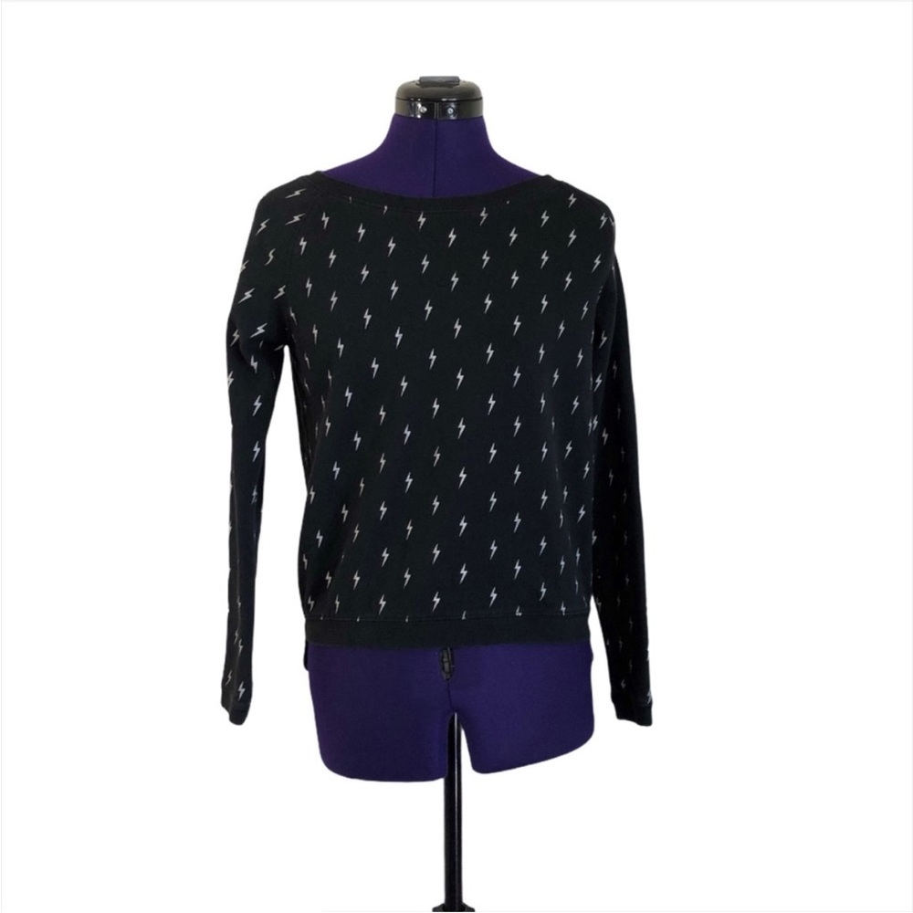 Vans Black White Lightening Bolt Pattern Sweater Top